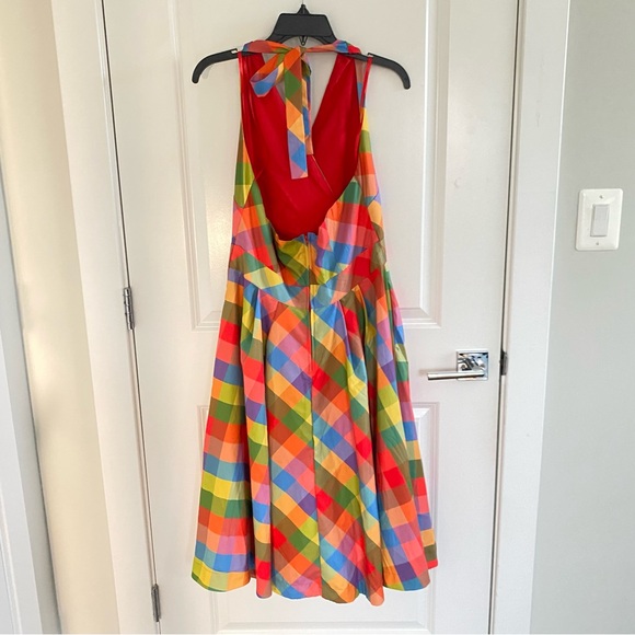 Unique Vintage Rainbow Madras Plaid Tarrytown Hostess Dress Sz L NWT - Picture 9 of 10
